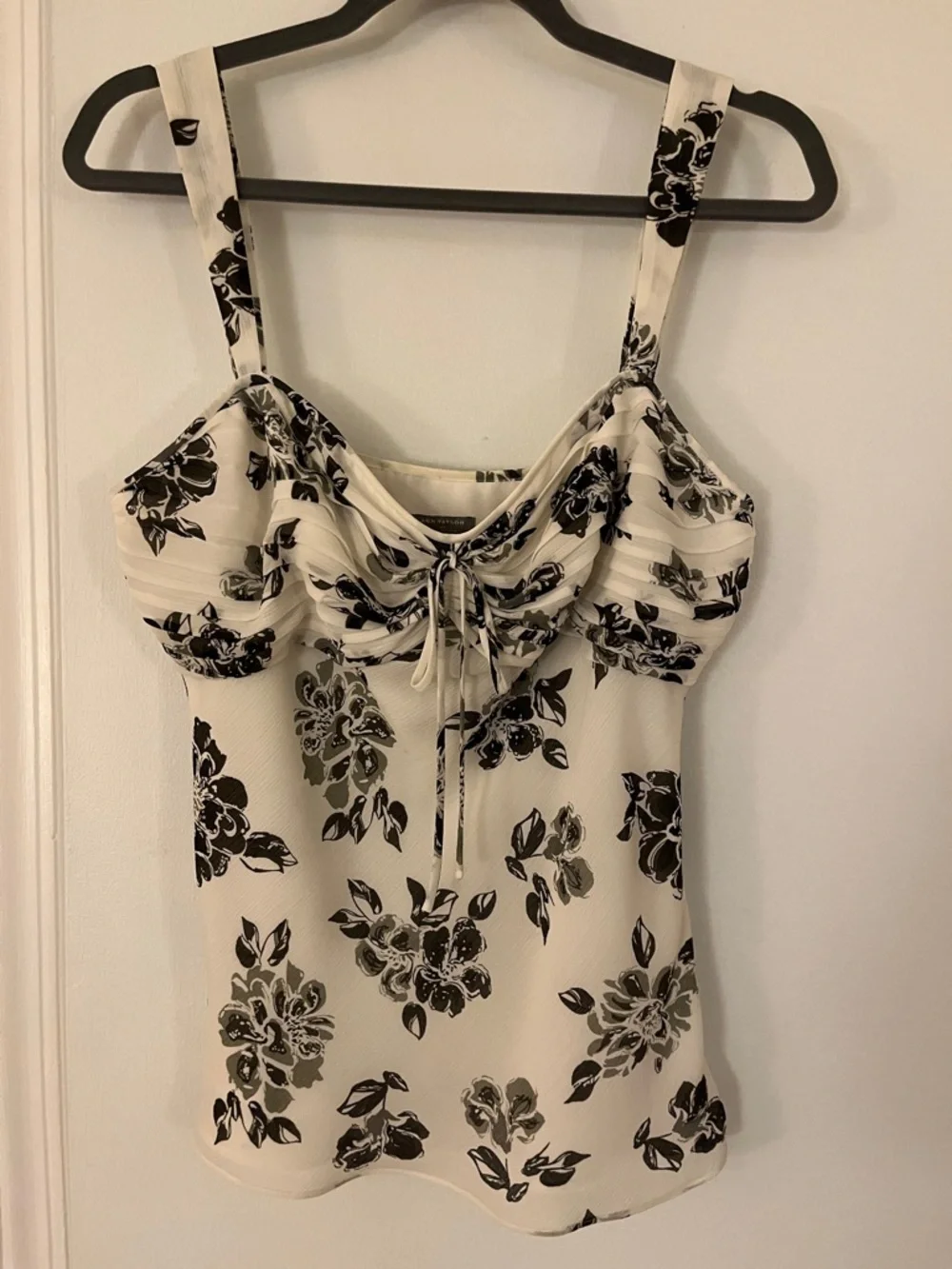 Ann Taylor Cream Floral Tie-Front Camisole - Picture 1 of 4